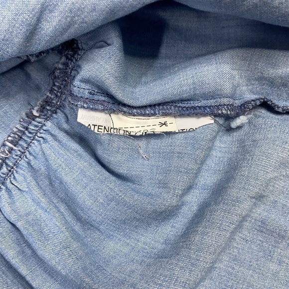 Zara Chambray Off The Shoulder Raw Hem Top - Picture 6 of 6